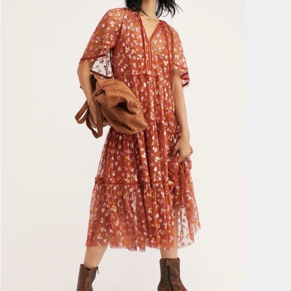 Free People Terracotta Floral Maxi Dress